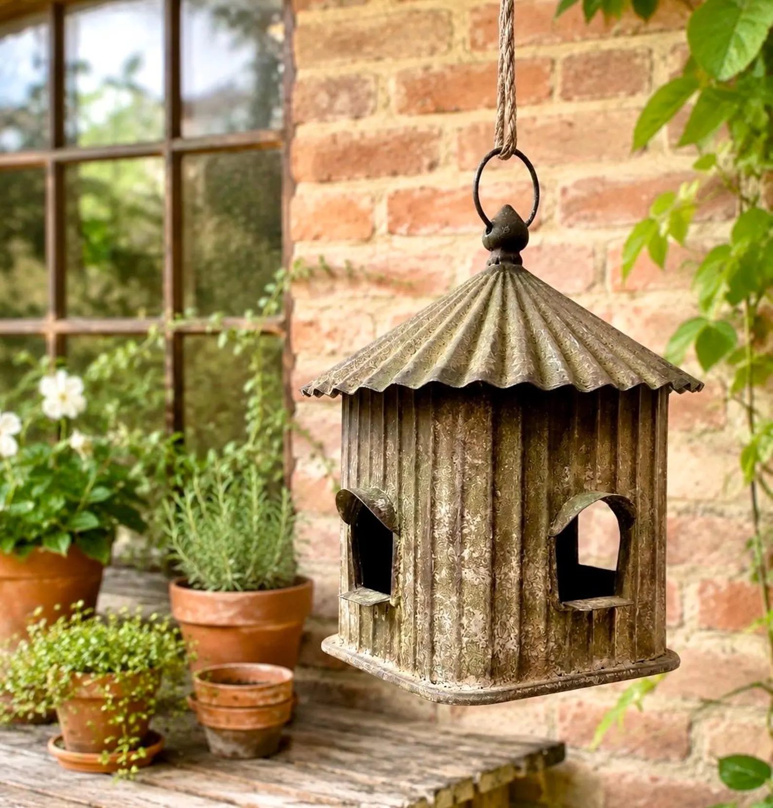 Zink Vogelhaus Antiklook Gartendeko zum Hängen – Hauptansicht