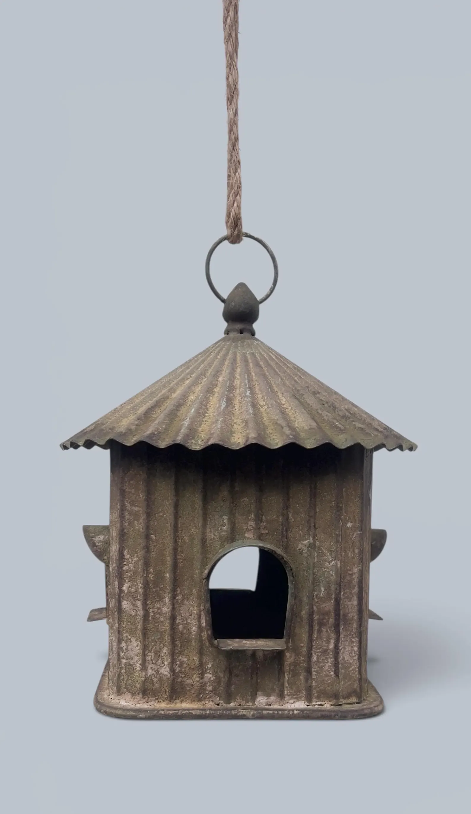Zink Vogelhaus Antiklook Gartendeko zum Hängen – Detailansicht 3 – Vorschaubild