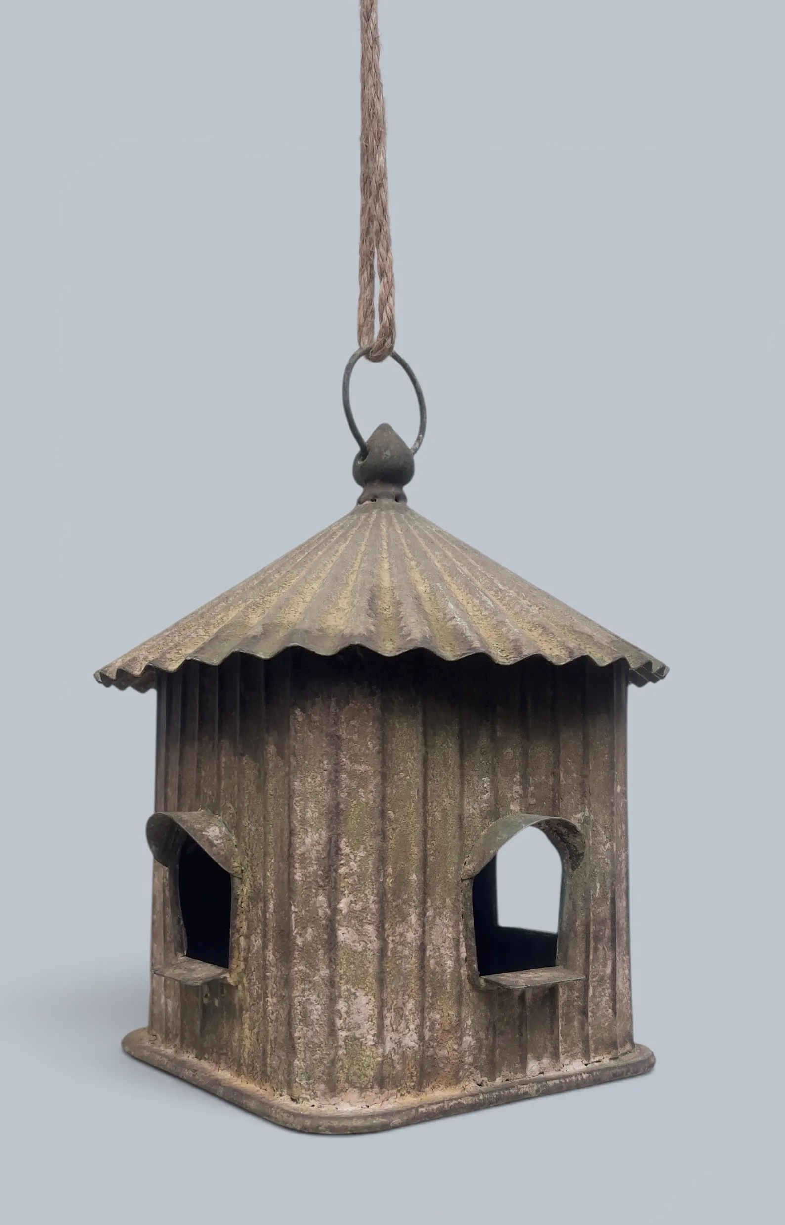 Zink Vogelhaus Antiklook Gartendeko zum Hängen – Detailansicht 2 – Vorschaubild