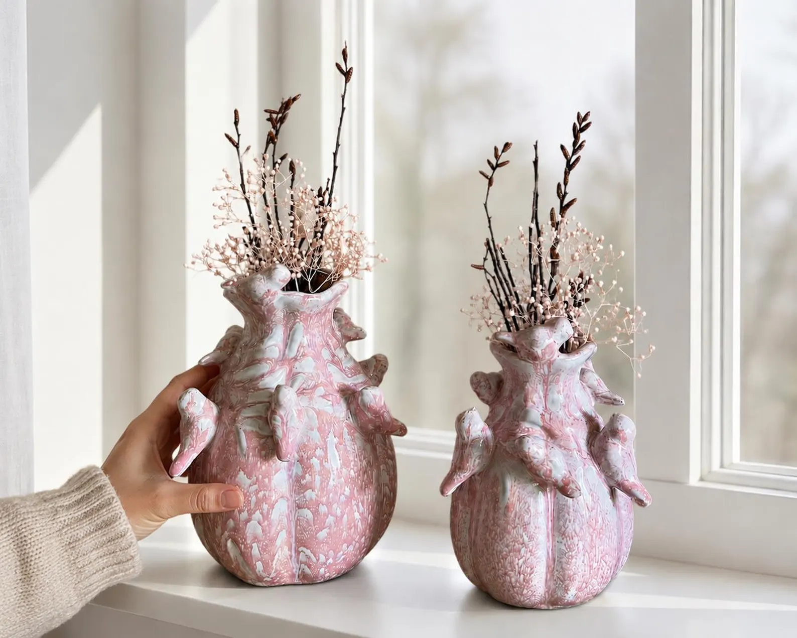 Keramikvasen in Rosa-Creme 1 – Vorschaubild