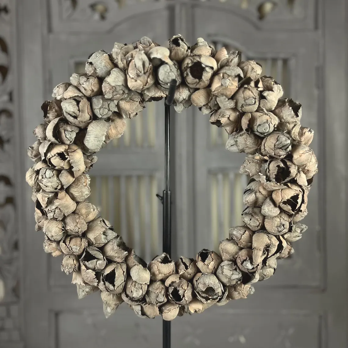 Türkranz Wandkranz Grau Dekokranz Naturmaterial 30cm