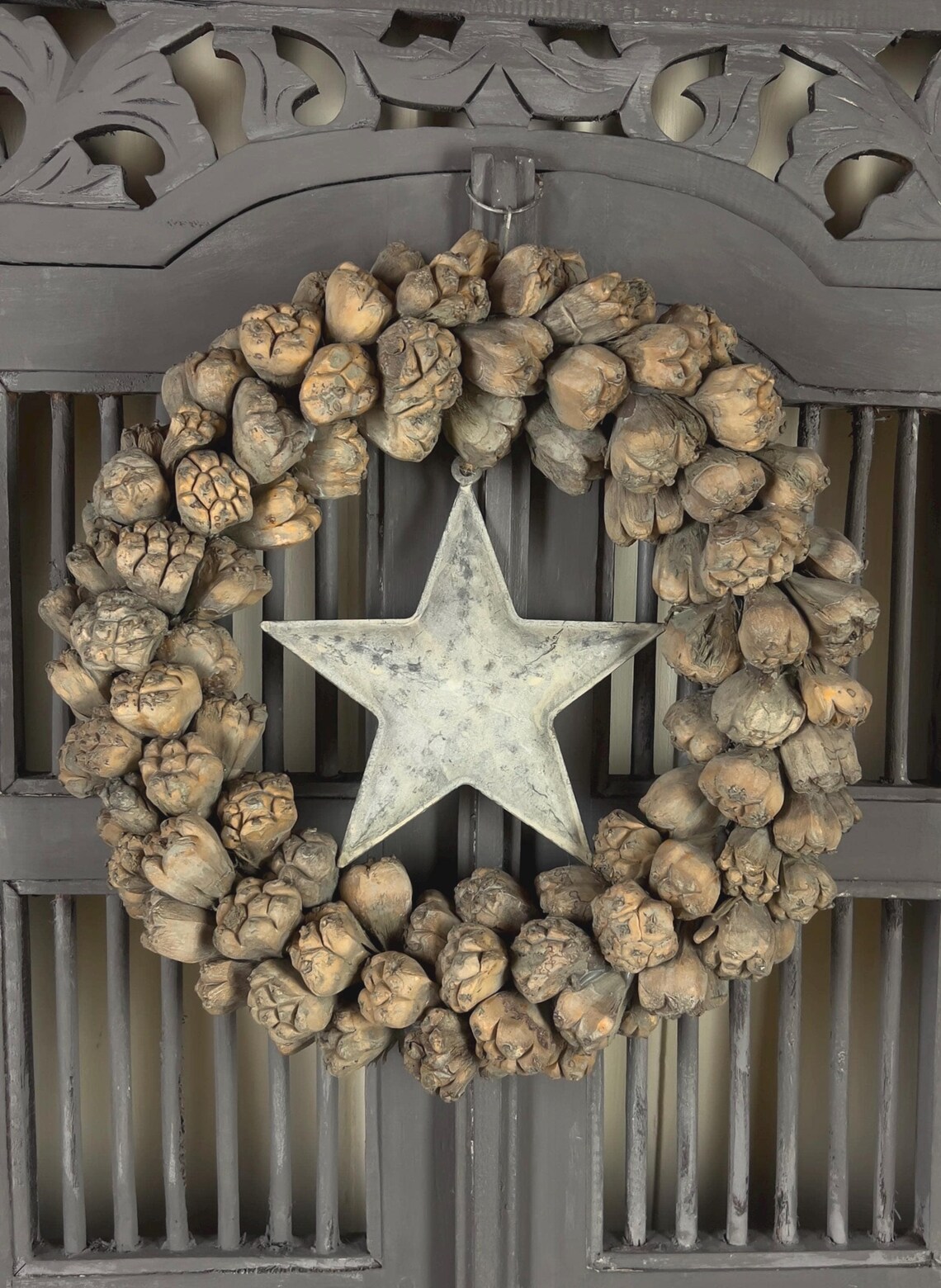 Wandkranz Türkranz Braun 30cm mit Zinkstern Naturdeko