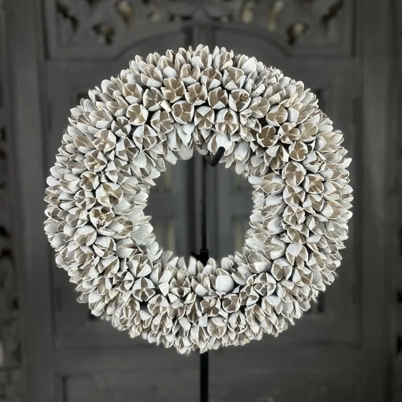 Türkranz Wandkranz weiß 30cm natürlicher Bakuli Kranz