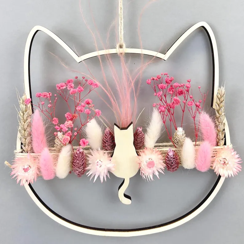 Katze Trockenblumenkranz